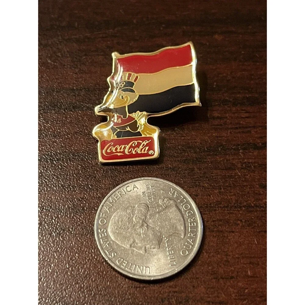Vintage 1984 Los Angeles Olympics Coca Cola Sam Eagle Netherlands Flag Lapel Pin